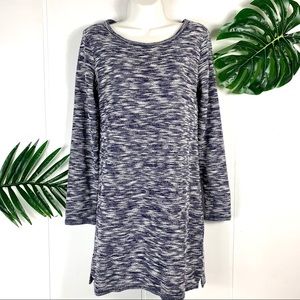 Lou & Gray Navy & White Long Sleeve Sweater Dress